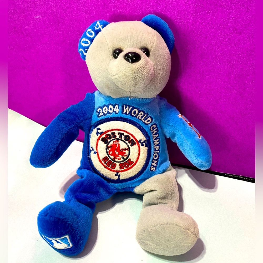 MLB 2004 WORLD SERIES CHAMPIONS RED SOX TEAM BEARS AUTHENTIC TEDDY BEAR PLUSH 8”